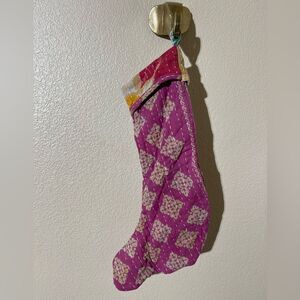 Kantha Quilted Purple Christmas Stocking